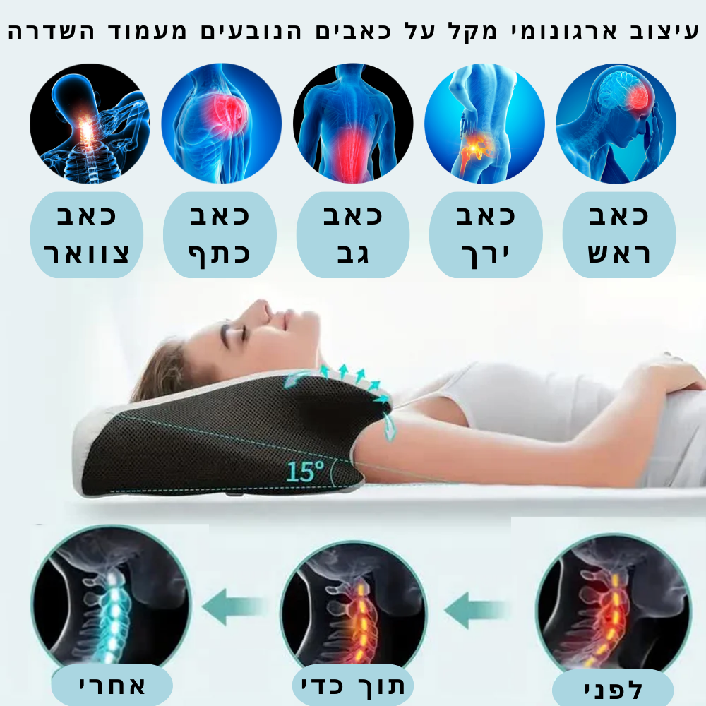 ™Laila Luxe הכרית המקורית להקלה על כאבים - לישון טוב יותר, לקום רעננים